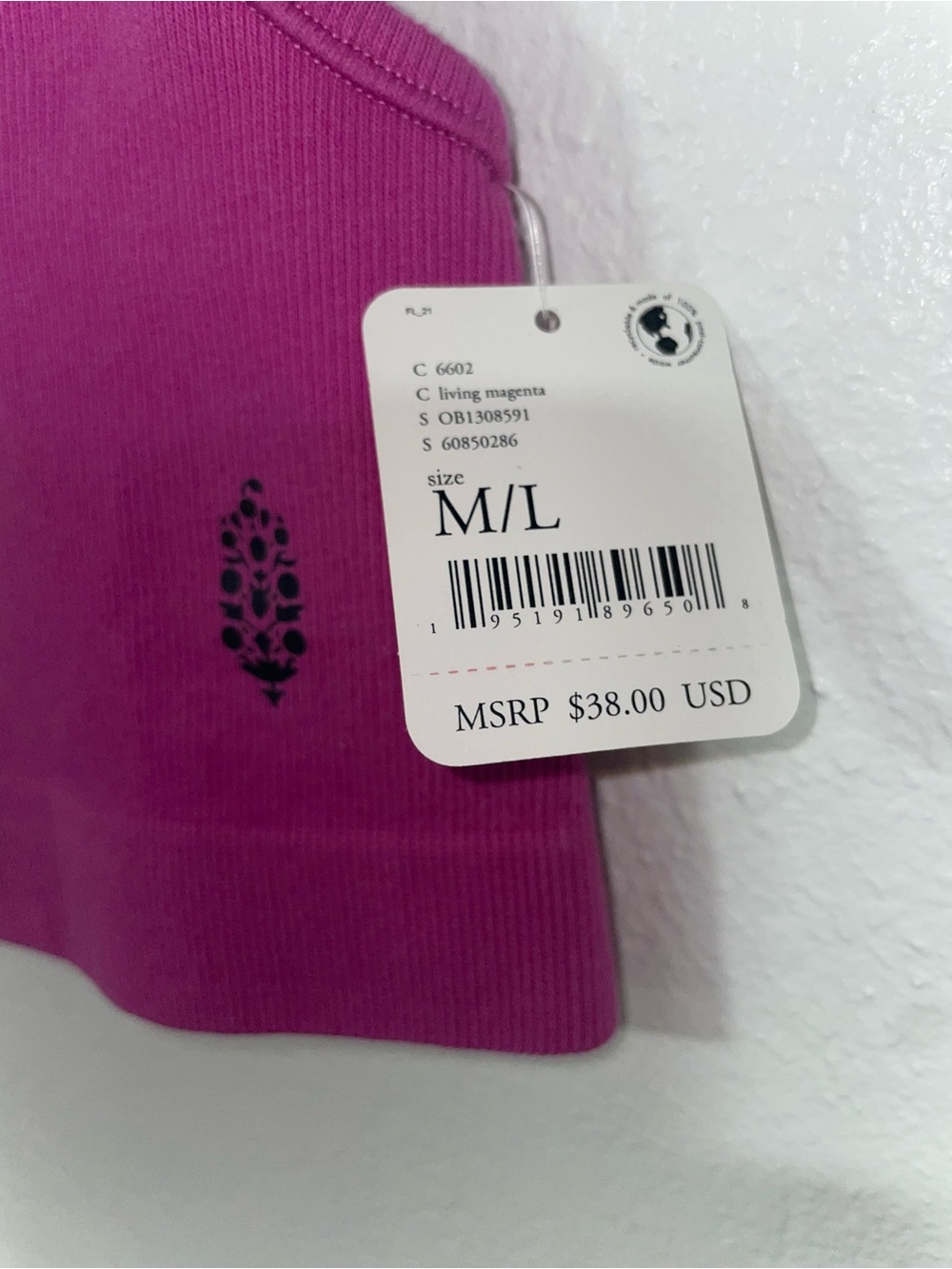 Free People Magenta Ribbed Racerback Sports Bra - Picture 3 of 4